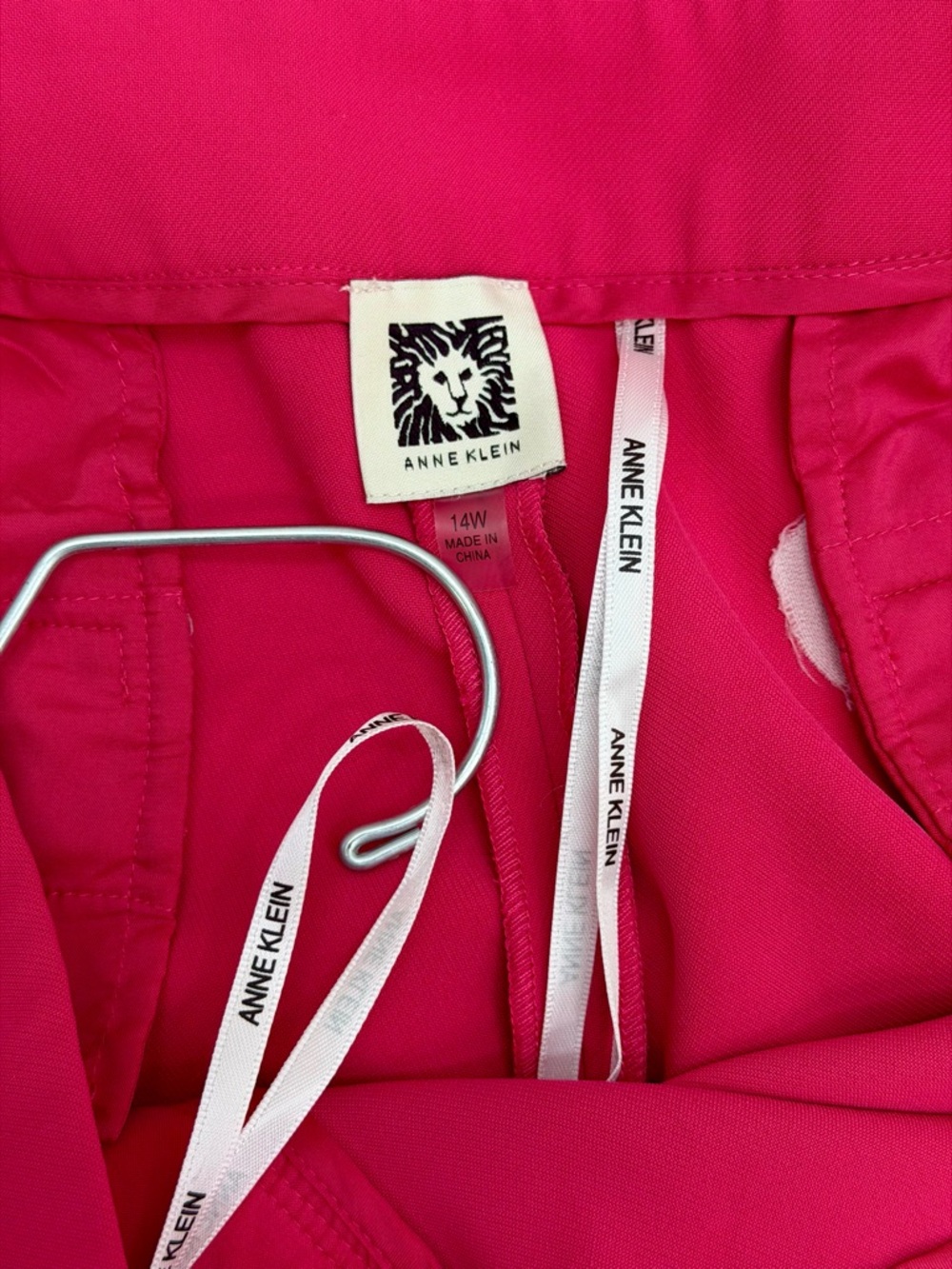 Anne Klein Plus Size 14W Fuchsia Pink Extended Tab Wide Leg Pants - Picture 2 of 7